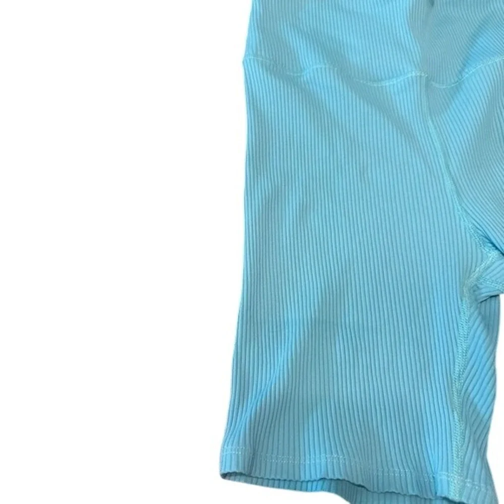 Ribbed Biker Shorts Activewear Athletic‎ Gym Workout Blue